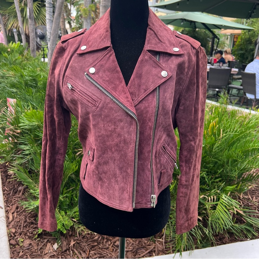 Obey Suede Biker Jacket, Purple